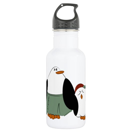 Cute Cartoon Penguins Waterfles (Voorkant)