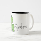 Cute Cartoon Personalized Green Frog Tweekleurige Koffiemok (Voorkant rechts)