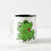 Cute Cartoon Personalized Green Frog Tweekleurige Koffiemok (Voorkant links)