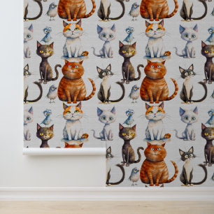 Cute cartoon pet cats kids behang