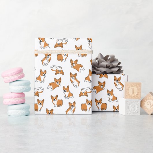 cute cartoon pet dog corgis pattern cadeaupapier (Baby Shower)