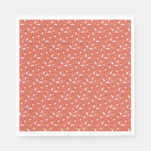 cute cartoon pet dog corgis pattern red background servet (Voorkant)