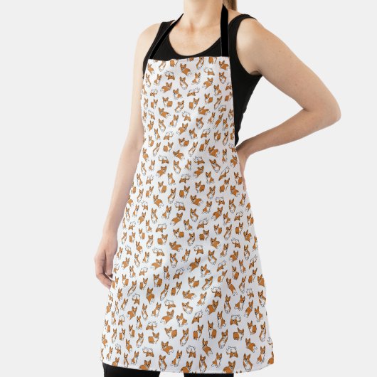 cute cartoon pet dog corgis pattern schort (Insitu)