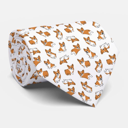 cute cartoon pet dog corgis pattern stropdas (Opgerold)