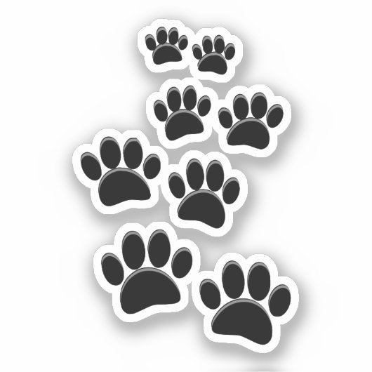 Cute Cartoon Pet Paw Trail Black Sticker (Voorkant)