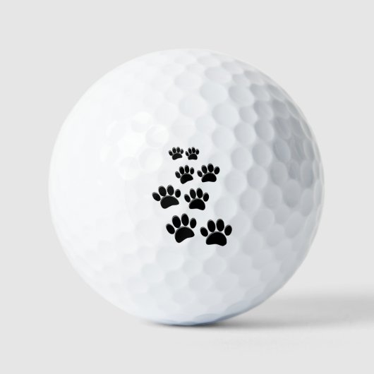 Cute Cartoon Pet Paw Trail Blck Golfballen (Voorkant)