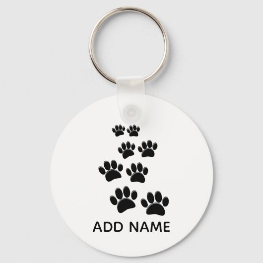 Cute Cartoon Pet Paw Trail Blck Sleutelhanger (Voorkant)