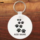 Cute Cartoon Pet Paw Trail Blck Sleutelhanger (Voorkant)