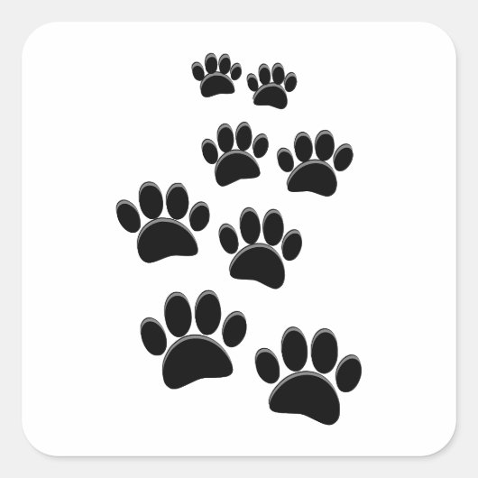 Cute Cartoon Pet Paw Trail Blck Vierkante Sticker (Voorkant)