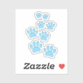 Cute Cartoon Pet Paw Trail Blue Sticker (Vel)