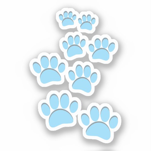 Cute Cartoon Pet Paw Trail Blue Sticker (Voorkant)