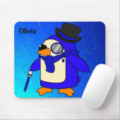 Cute cartoon pguin ultramarine donkerblauw muismat (Met muis)