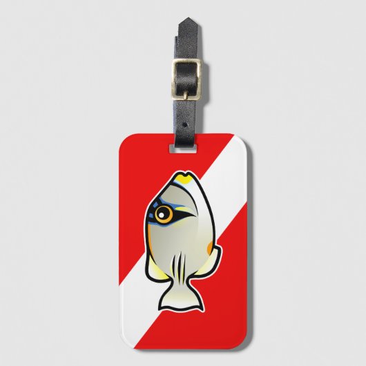 Cute Cartoon Picassofish Dive Vlag Bagagelabel (Voorkant (verticaal))