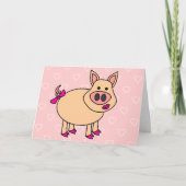 Cute Cartoon Pig Bedankkaart (Voorkant)