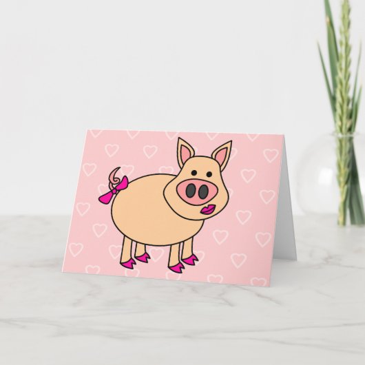 Cute Cartoon Pig Bedankkaart (Voorkant)