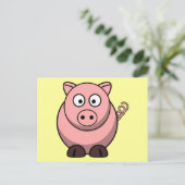 Cute Cartoon Pig Briefkaart (Staand voorkant)