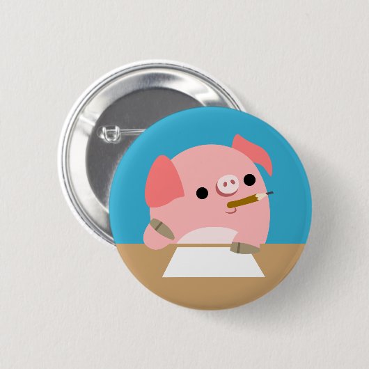 Cute Cartoon Pig. Button Band schrijver (Voorkant /achterkant)