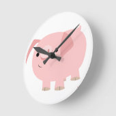 Cute Cartoon Pig Clock Ronde Klok (Hoek)