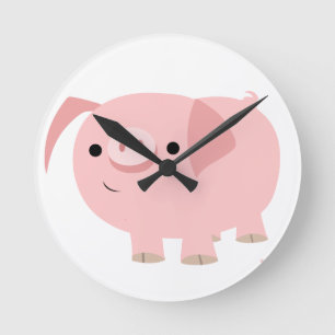 Cute Cartoon Pig Clock Ronde Klok