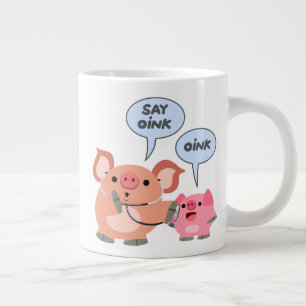 Cute Cartoon Pig Doctor en Patiënt Grote Koffiekop