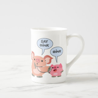 Cute Cartoon Pig Doctor en Patiënt Porselein Kop