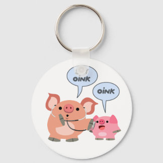 Cute Cartoon Pig Doctor en Patiënt Sleutelhanger