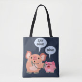 Cute Cartoon Pig Doctor en Patiënt Tote Bag (Voorkant)