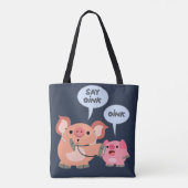 Cute Cartoon Pig Doctor en Patiënt Tote Bag (Achterkant)