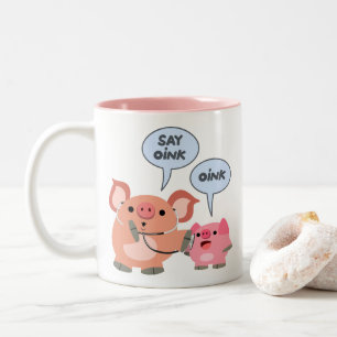 Cute Cartoon Pig Doctor en Patiënt Tweekleurige Koffiemok