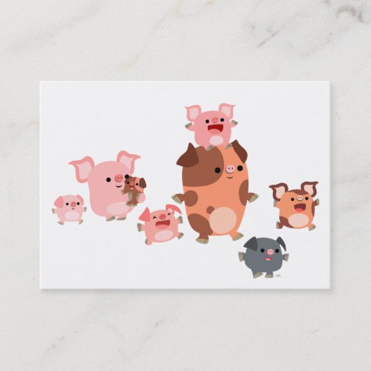 Cute Cartoon Pig Family ACEO/Visitekaartje Visitekaartje (Voorkant)