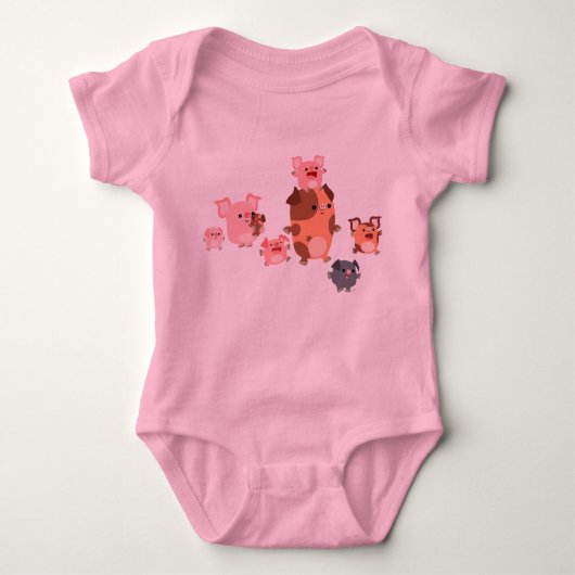 Cute Cartoon Pig Family Baby Romper (Voorkant)