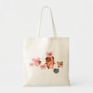 Cute Cartoon Pig Family Bag Tote Bag