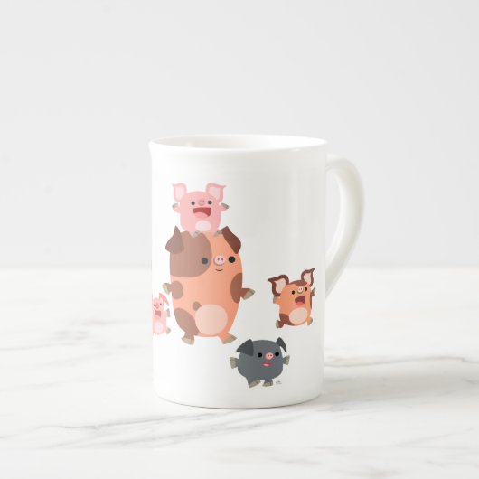 Cute Cartoon Pig Family Bone China Mok (Voorkant rechts)