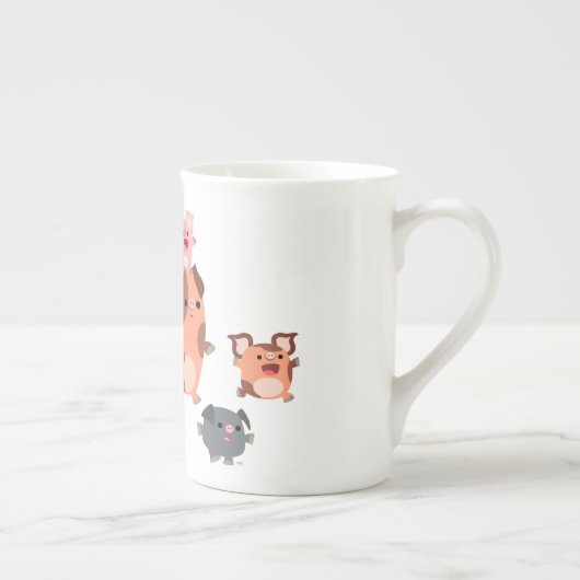 Cute Cartoon Pig Family Bone China Mok (Rechts)