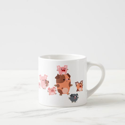 Cute Cartoon Pig Family Espresso Mok (Rechts)