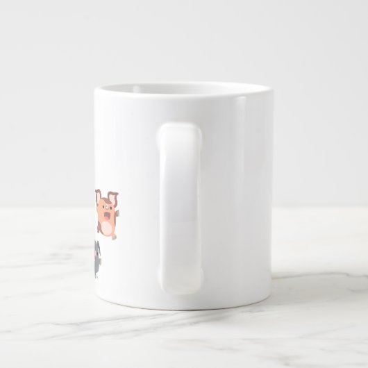 Cute Cartoon Pig Family Jumbo Mok (Achterkant)