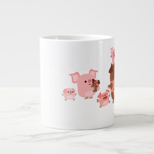 Cute Cartoon Pig Family Jumbo Mok (Voorkant)