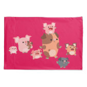 Cute Cartoon Pig Family Kussensloop (Achterkant)