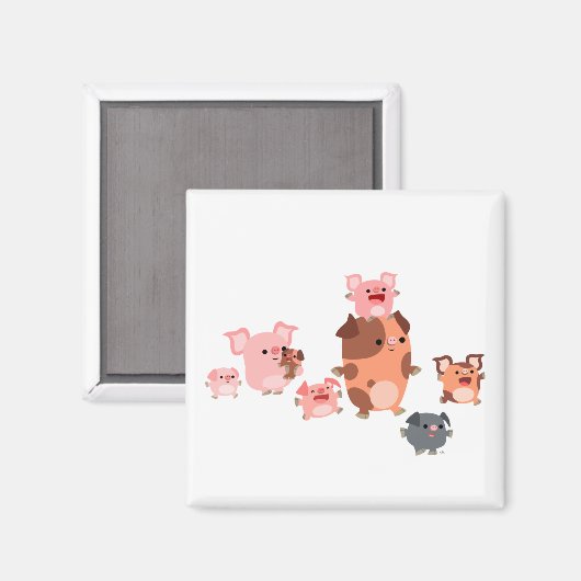 Cute Cartoon Pig Family Magnet (Voorkant / Achterkant)