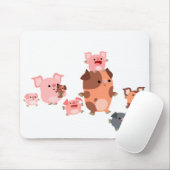 Cute Cartoon Pig Family Mousepad Muismat (Met muis)
