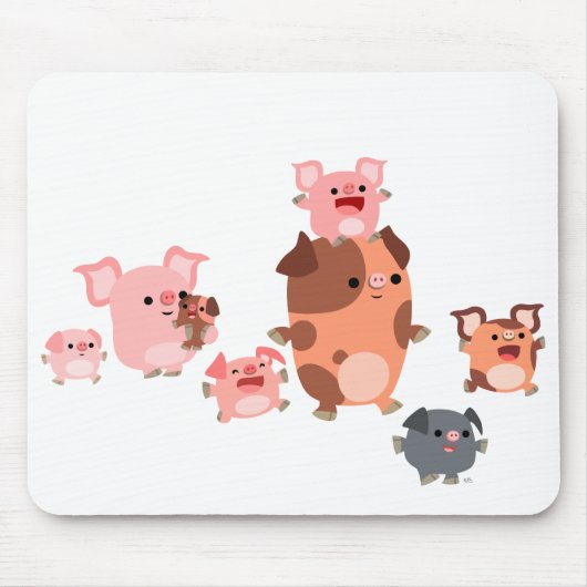 Cute Cartoon Pig Family Mousepad Muismat (Voorkant)
