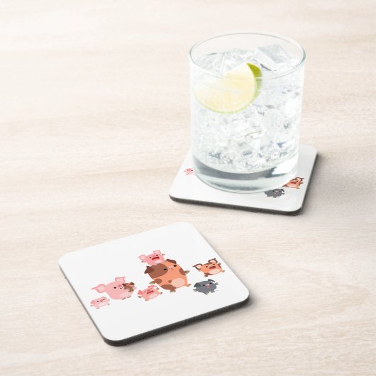 Cute Cartoon Pig Family Onderzetters Set (Rechterzijde)