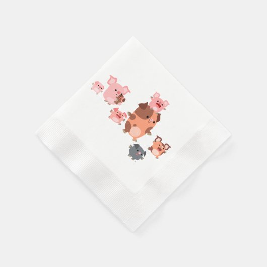 Cute Cartoon Pig Family Paper Napkins Servet (Hoek)