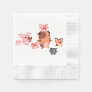 Cute Cartoon Pig Family Paper Napkins Servet