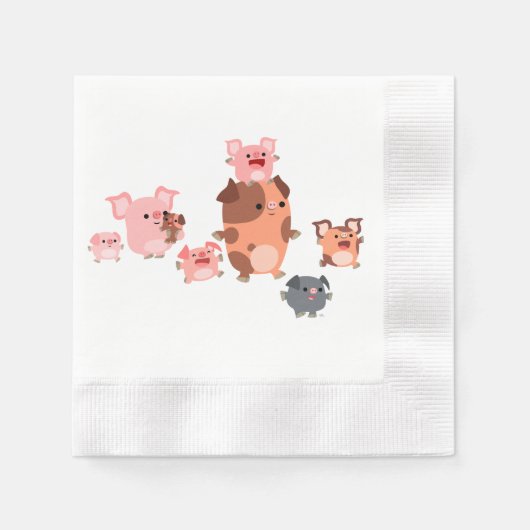 Cute Cartoon Pig Family Paper Napkins Servet (Voorkant)