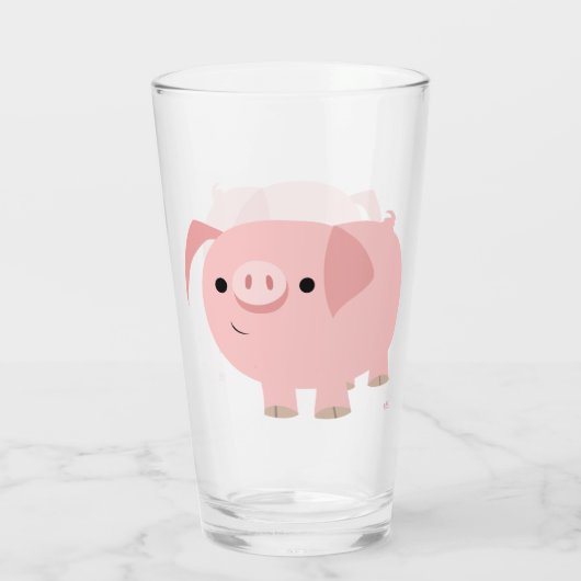 Cute Cartoon Pig Glas (Achterkant)