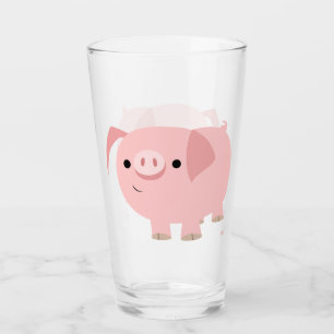 Cute Cartoon Pig Glas