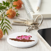 Cute Cartoon Pig in The Mud Sleutelhanger (Zijkant)