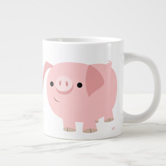 Cute Cartoon Pig Jumbo Mok (Rechts)