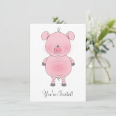 Cute Cartoon Pig Kaart (Staand voorkant)